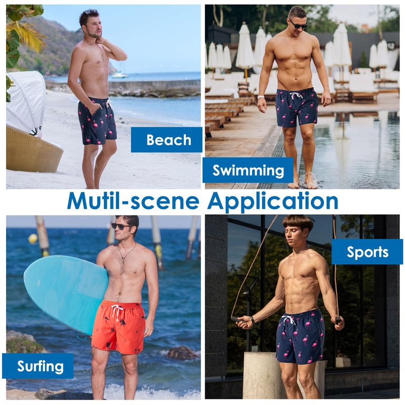 XOMZG Men's Swim Trunks，Mesh Lining Quick Dry with Pockets Beach Shorts Hawaiian