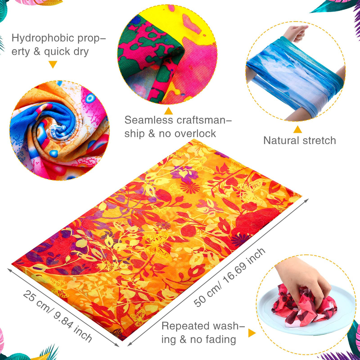 Tarpop 12/30 Pcs Neck Gaiters Scarf Elastic Wrap Headband Sweat Absorbing Bandana for Women Men Sports Yoga Running(30 Pcs,Stylish Style)