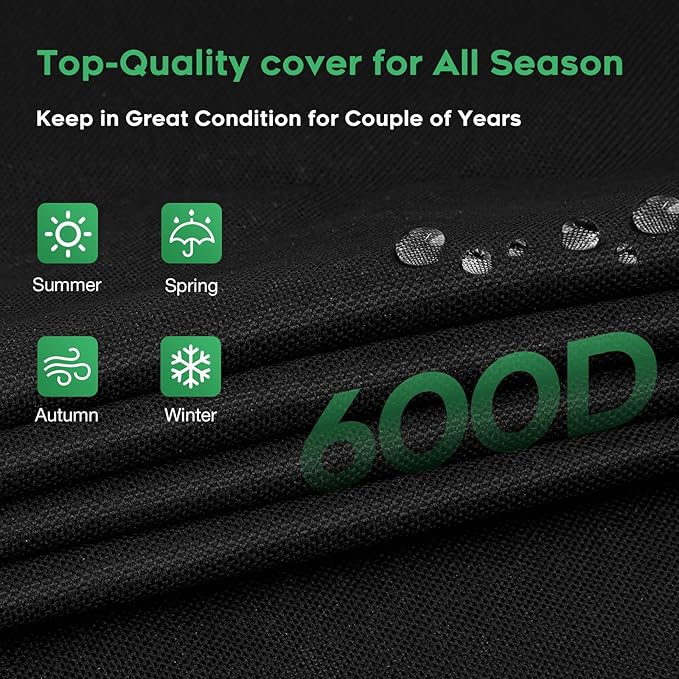 EZ-DONGTENG Heavy-Duty 600D BBQ Grill Cover Compatible with Weber Searwood 600 Pellet Grill, 3400145 Weber Searwood 600 Cover, Black