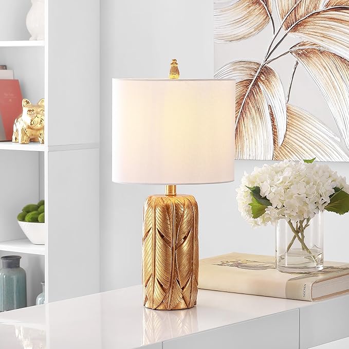 Safavieh Lighting Collection Wilsa Gold Leaf 23-inch Bedroom Living Room Home Office Desk Nightstand Table Lamp (LED Bulb Included)