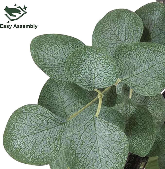2Packs Faux Eucalyptus Tree 5FT Tall Artificial Eucalyptus Tree Indoor Outdoor, Fake Eucalyptus Plant with Green Silver Dollars Silk Leave, Fake Floor Plants, Present for Friend Housewarming Decor