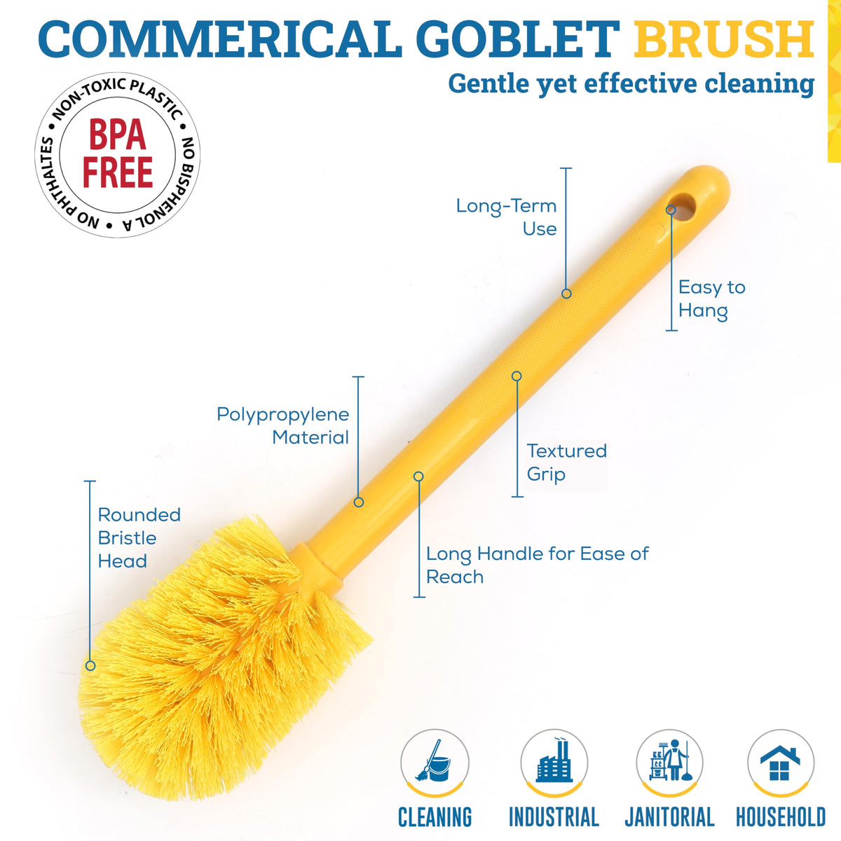KLEEN HANDLER Goblet Cleaning Brush with Non Scratch Bristles, 1 Pack