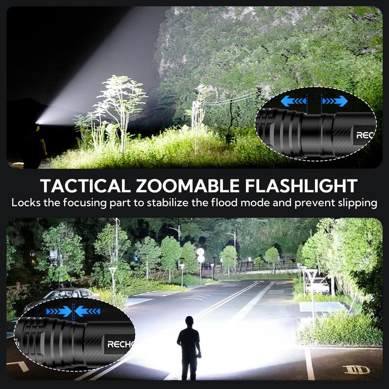 S2000 LED Tactical Flashlight 2000 Lumens | High Powered AA Battery Operated Flashlights with 3 Modes & Zoomable | IP67 Waterproof Powerful Handheld Flashlight for Camping, Emergency, Hiking (1 Pack)