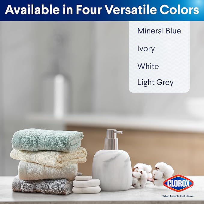 CLOROX Bleach Friendly, Quick Dry, 100% Cotton Washcloths (12" x 12"), Highly Absorbent Soft Lightweight, Ideal for Everyday Use, Easy to Wash (12 Pack, Ivory)