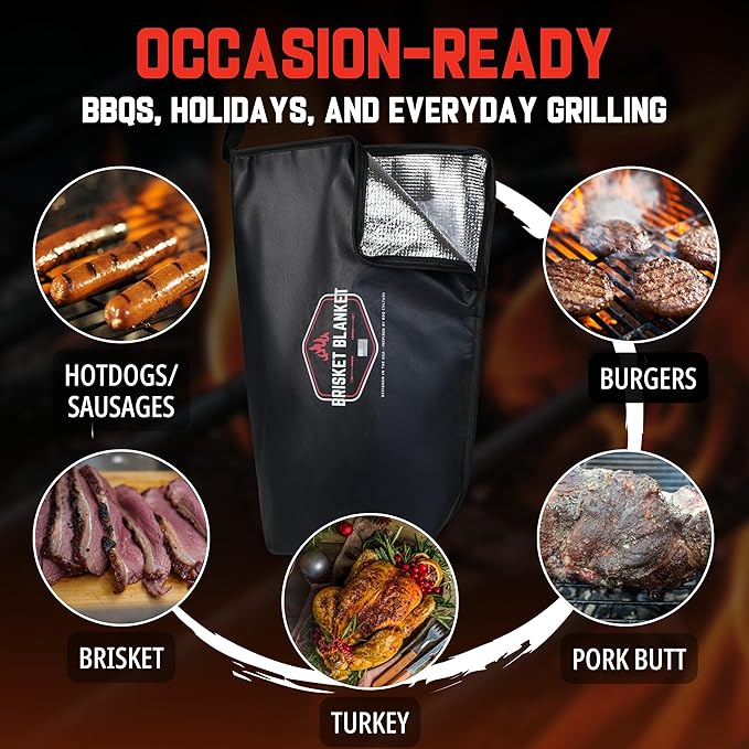 The Original Brisket Blanket™ - BBQ Blanket for Resting Meat | Heavy Duty Insulated Smoker Bag with Wide Mouth | Reusable BBQ Accessories for Meat, | Meat Warmer & Gift for Men, Grilling & Smoking