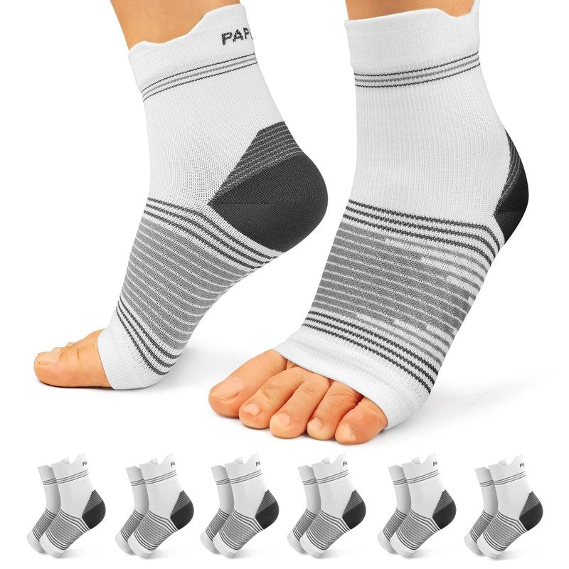 6 Pairs Plantar Fasciitis Socks for Men & Women, Ankle Brace Compression Socks with Arch Support for Achilles Tendonitis, Heel Pain, Swelling & Arthritis Relief, White, X-Large