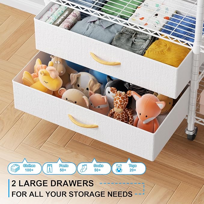 Ulif F3R Heavy Duty Clothes Rack（With Lockable Wheels）Freestanding Clothing Racks for Hanging Clothes，Adjustable Closet Organizer System，Portable Garment Rack 40"W x 15"D x 74"H，Max Load 700LBS，White