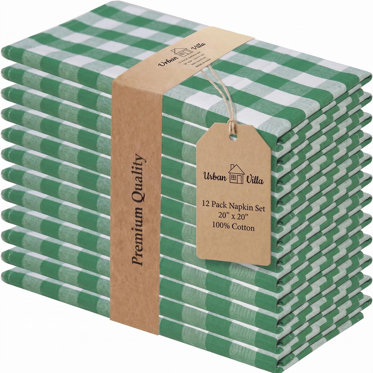 Urban Villa Cloth Napkins Cotton 20x20 (Set of 12) Rust