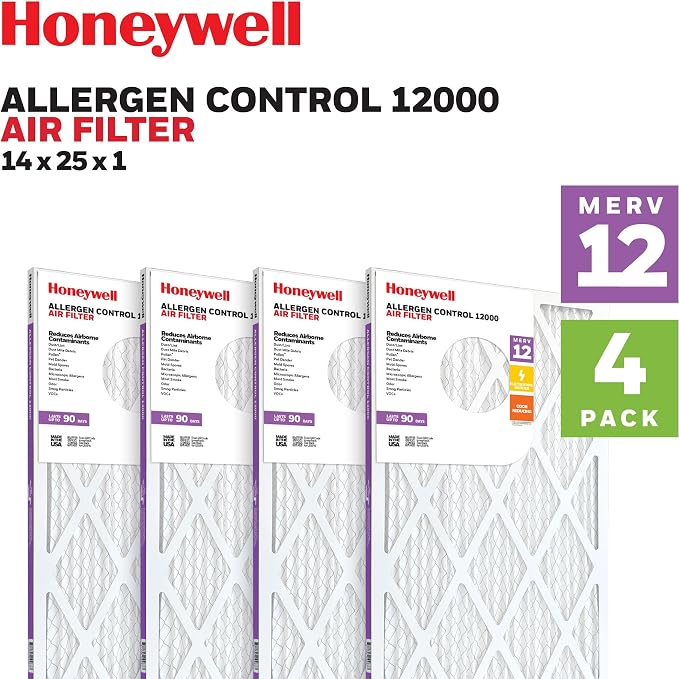 Honeywell 14x25x1 MERV 12 Electrostatic Pleated HVAC AC Furnace Air Filter |