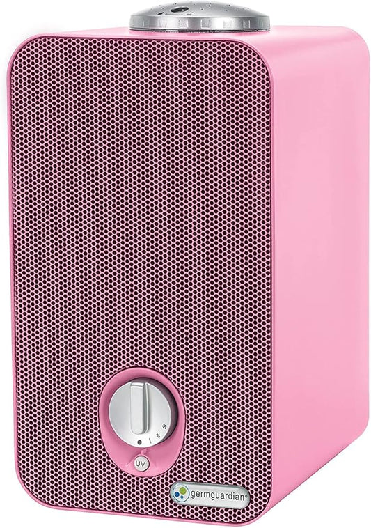 GermGuardian Air Purifier for Home with HEPA Pure Filter, Night Light Projector, UV-C Light Helps Reduce Germs, Removes 99.97% of Pollutants, Rooms up to 263 Sq. Ft., 11", Pink, AC4150PCA