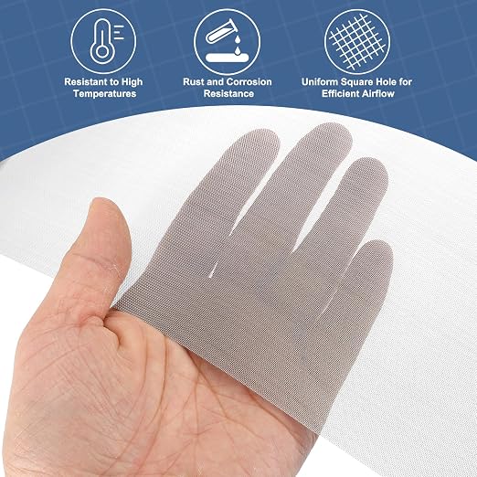 uxcell 60 Mesh 48" x 16" Woven Wire Mesh, 304 Stainless Steel Air Vent Filter