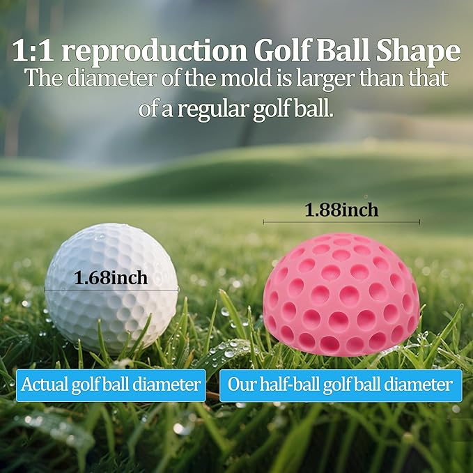 Sidosir Large Golf Ball Chocolate Silicone Molds for Cake Decorations,9-Cavity 3D Golf Ball for Ice, Hot Chocolate Bomb