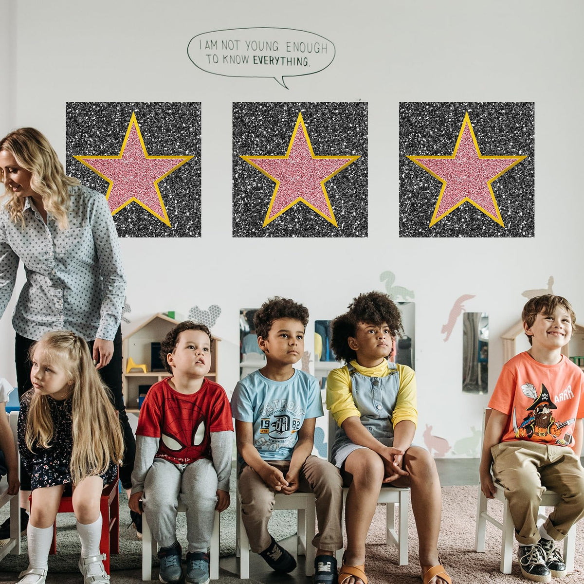 Starboling 25 Pcs Movie Star Sticker,Red Carpet Theme Party Decorations with Black Marker