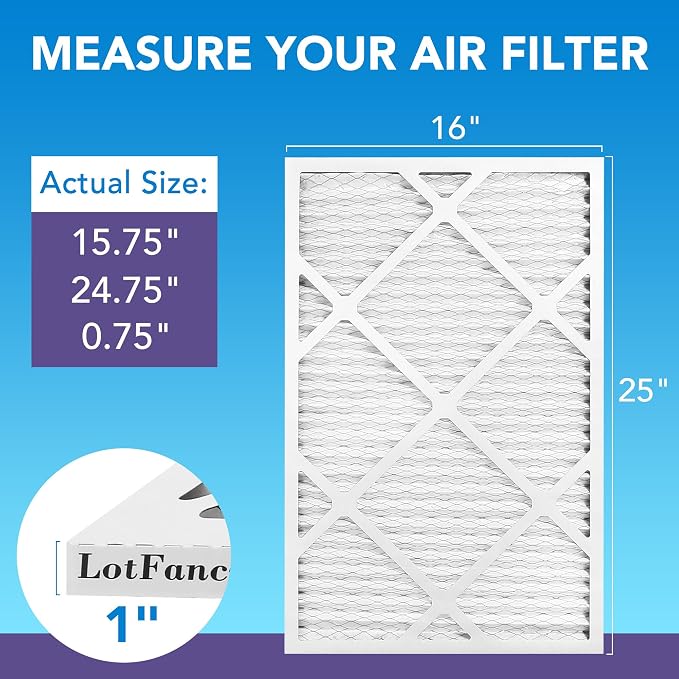 LotFancy 16x25x1 Air Filter MERV 11 4-Pack, Electrostatic Pleated AC Furnace
