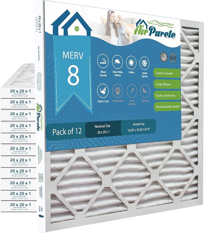 20x20x1 Air Filters | AirPurete AP-3M20201 HVAC AC Furnace Air Filters | Actual