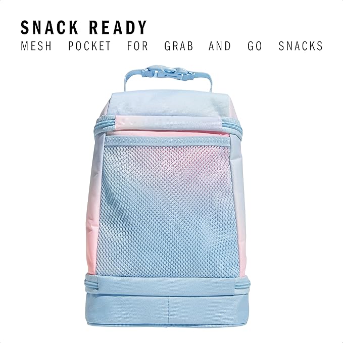 adidas Excel Insulated Lunch Bag, Cooler with Zipper, Pocket for Ice Pack, and Clip, Temperature Control Insulation