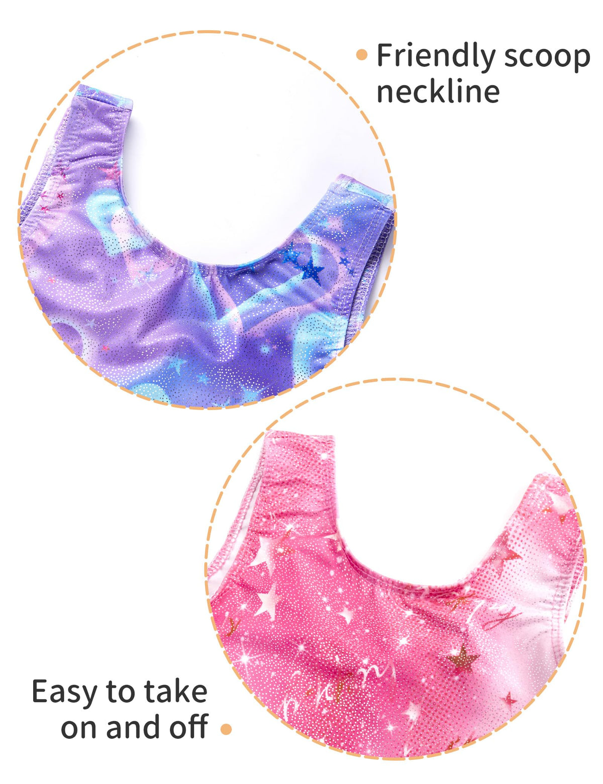 Nokecina Girls Gymnastics Leotards Size 7-8 Years Old 2 Packs Athletic Unitard Sparkly Workout Bodysuit with Shorts