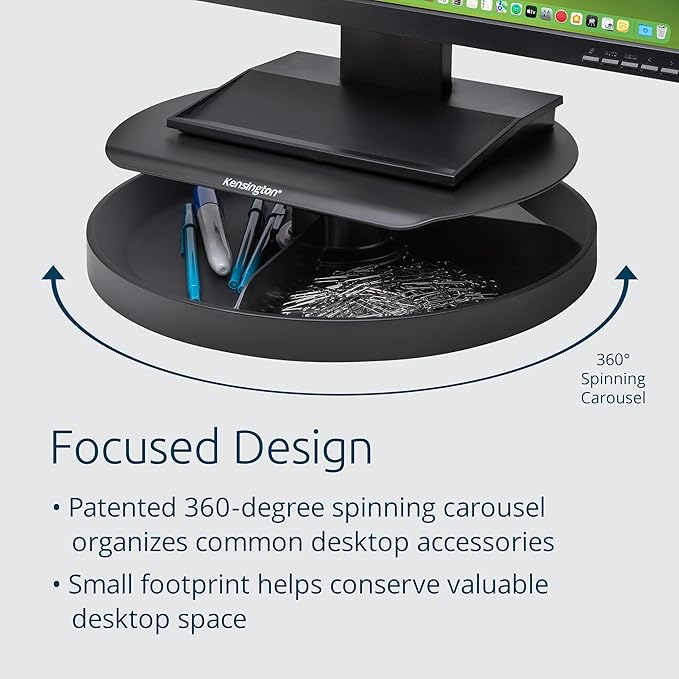 Kensington Smart Fit Spin2 Monitor Stand - Black (K52787WW), 3.1" x 12.6" x 12.6"