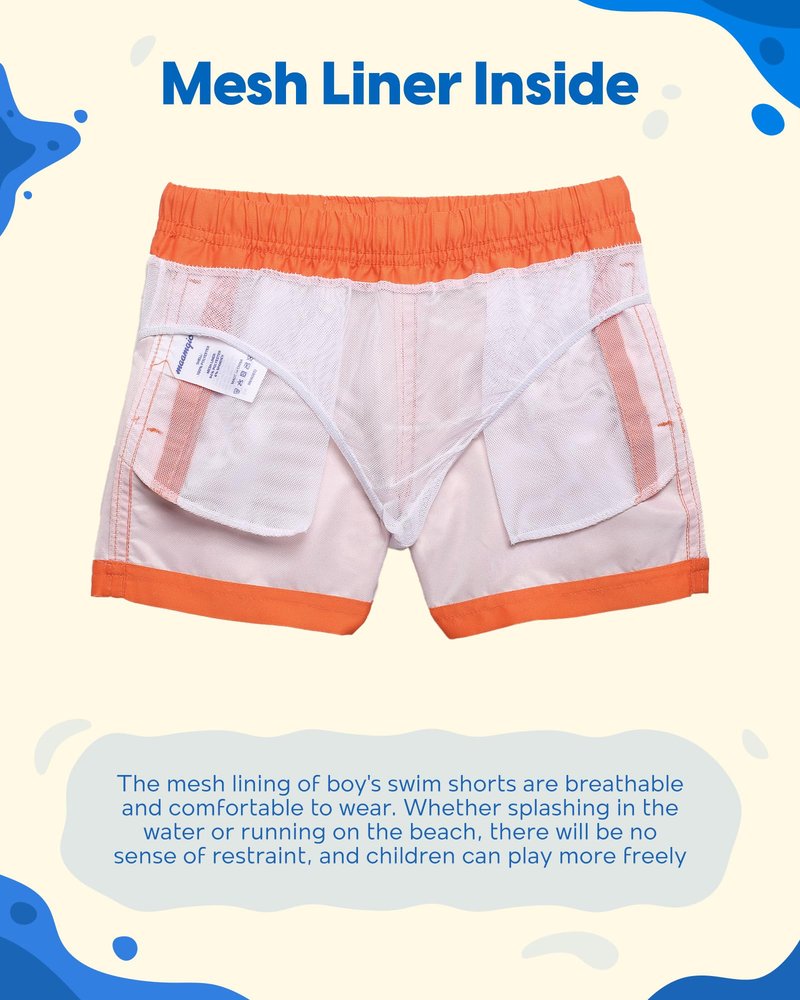 maamgic Boys Swim Trunks Toddler Swim Shorts Little Boys Bathing Suit Swimsuit Toddler Boy Swimwear Orange Yellow 3T