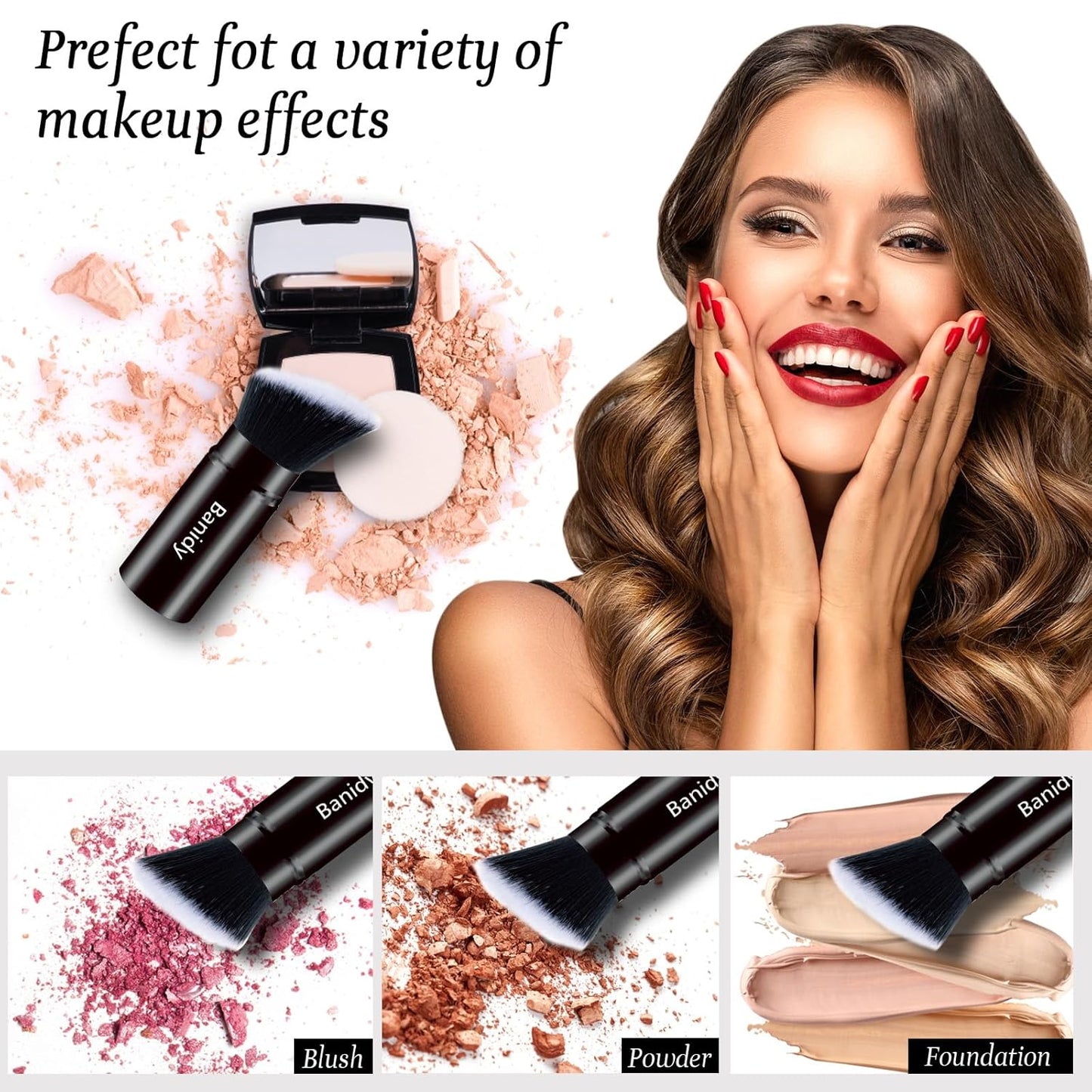 Makeup Brush Kabuki Face Brushes Retractable Travel Blush Kabuki Brush Portable Flawless for Foundation, Powder Blush, Bronzer, Buffing, Liquid, Cream, Cruelty Free with Cover(1PCS)