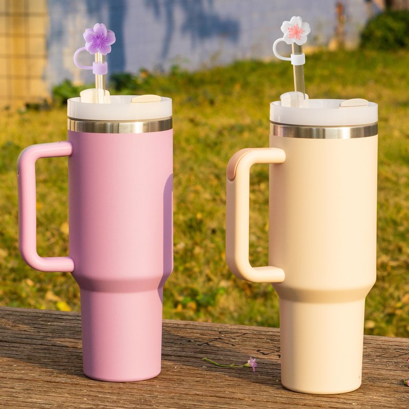 6PCS Flower Silicone Straw Covers Toppers for Stanley Cups 30&40 Oz Accessories, Reusable Straw Tips Protectors for Stanley Cup 10mm 0.4in Straws