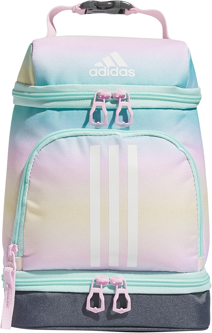 adidas Excel Insulated Lunch Bag, Cooler with Zipper, Pocket for Ice Pack, and Clip, Temperature Control Insulation