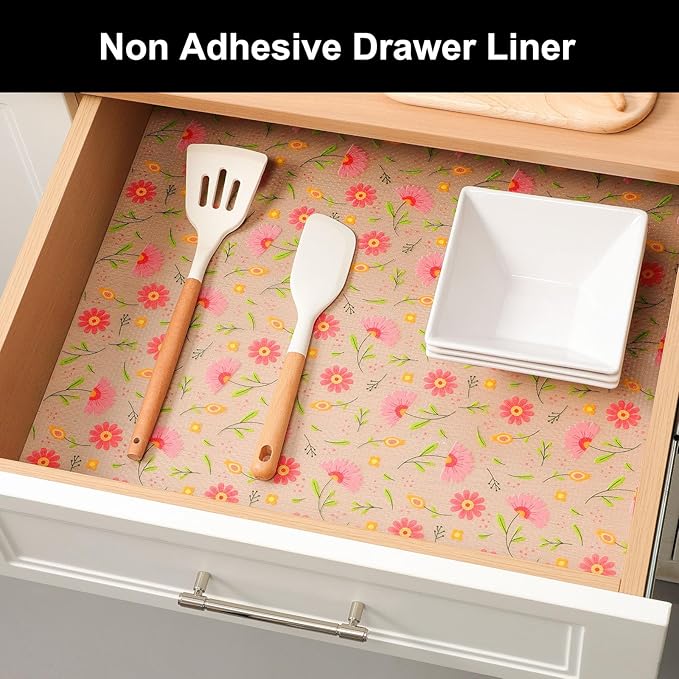 Cooyes Shelf Liner – Premium Non-Adhesive Cabinet & Drawer Liner for Kitchen – Waterproof Shelf Paper with Modern Pattern – Durable EVA Cabinet Mat – Easy to Cut （12" W x 240" L）