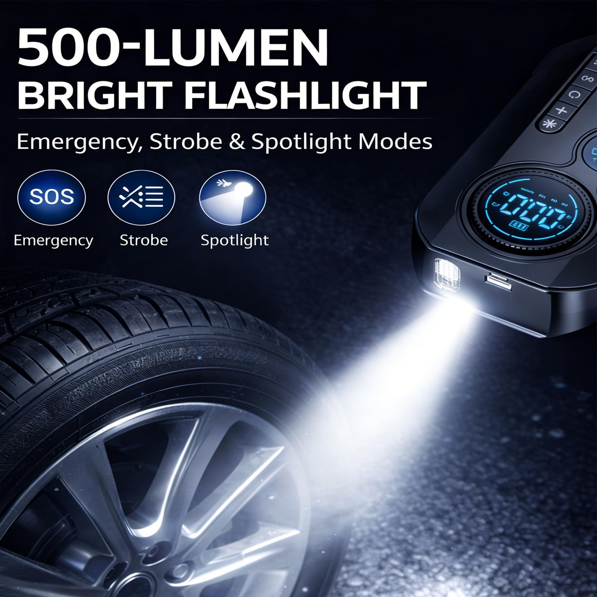 Portable Car Battery Jump Starter with Air Compressor