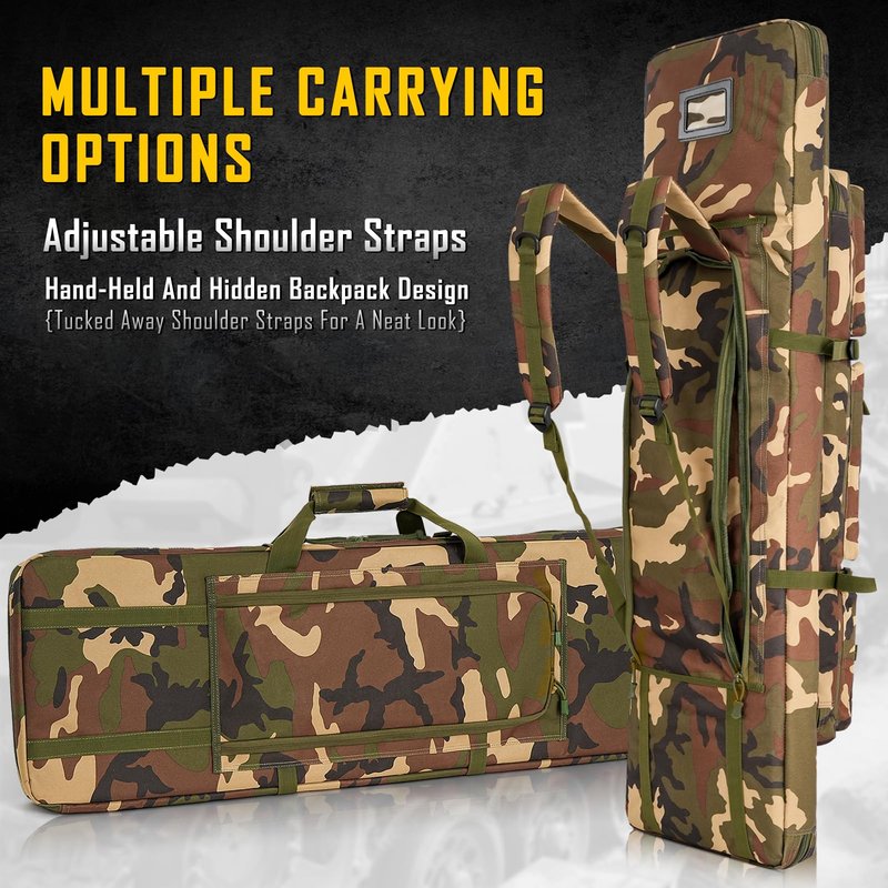 DULCE DOM 42 inch Double Case Soft Bag Gun Case, Perfect for Pistol Storage and Transportation, All Around Shooting Range Rifle Backpack, Indoor Outdoor