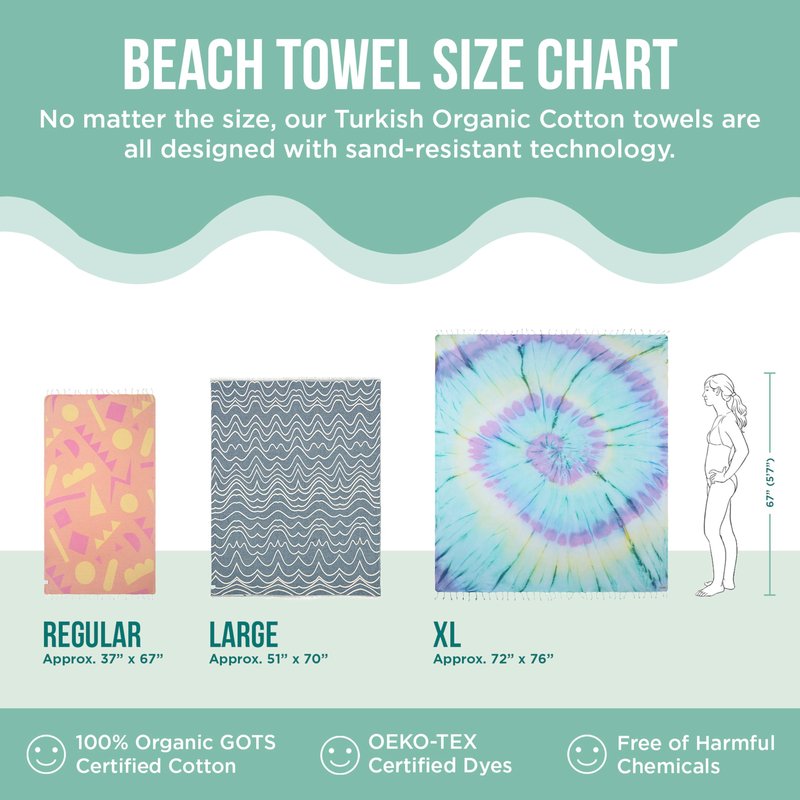 Sand Cloud Turkish Beach Towel - 100% Organic Cotton Turkish Bath Towels - Ultra Soft, Sand Resistant & Quick Dry Towel for Beach, Pool, or Picnic Blanket- As Seen on Shark Tank - Maui Sunset