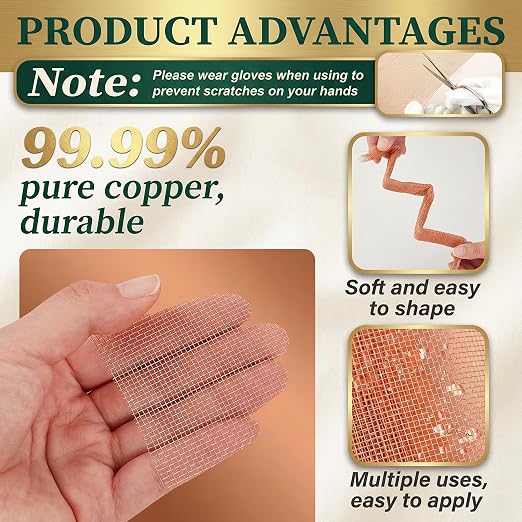 Therwen 48 Inch x 10 ft Copper Mesh Screen 99.9% Pure Copper 40 Mesh Roll Wire