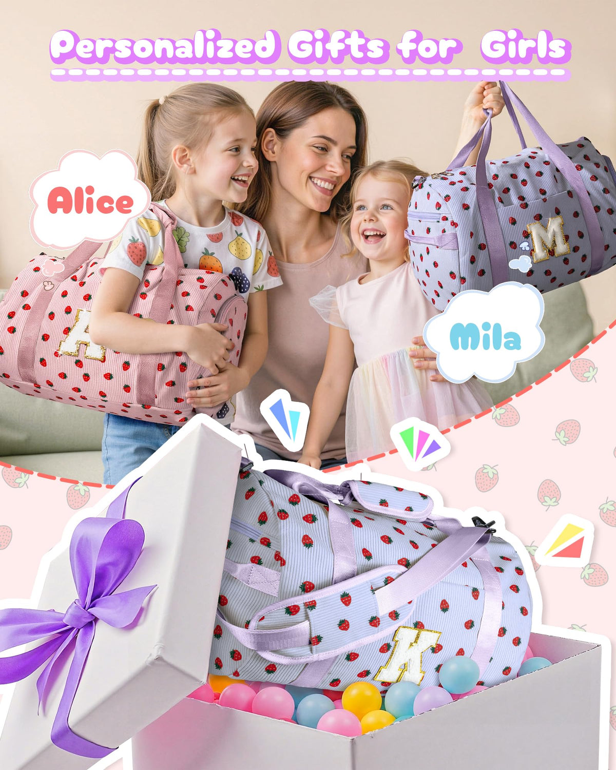 Vogewood Dance Recital Gift for Girl, Girls Gym Bag, Personalized Dance Bag