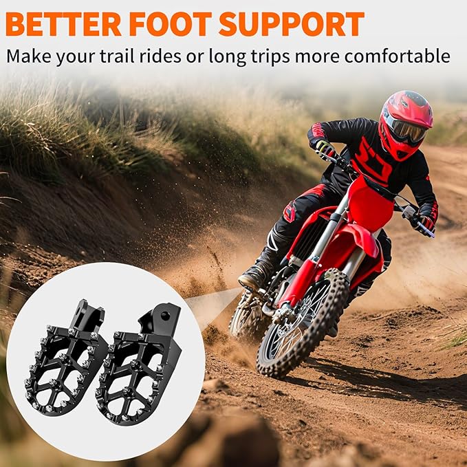 Nilight Motorcycle Foot Pegs Dirt Bike Footpegs Fit for Surron Light Bee X/S E Ride Pro SS CRF150F CRF230F CRF250F X160 X260 KDX200 XR125L XR150L Heavy Duty CNC Foot Rests Pegs Pedal, Black