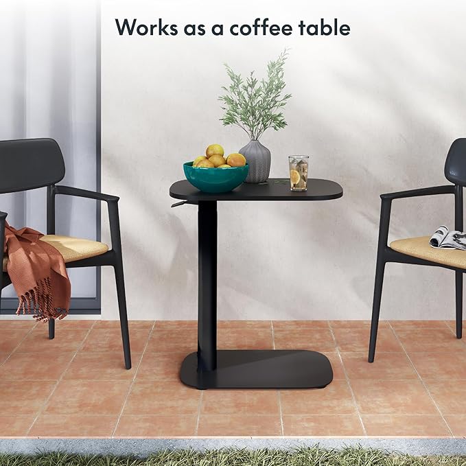 FLEXISPOT Adjustable C Table, Mobile Snack Side End Table Sofa Couch Bedside Table Laptop Cart TV Tray Night Stand Small Space Side Table(23.6" W x 13.8" D,Black)