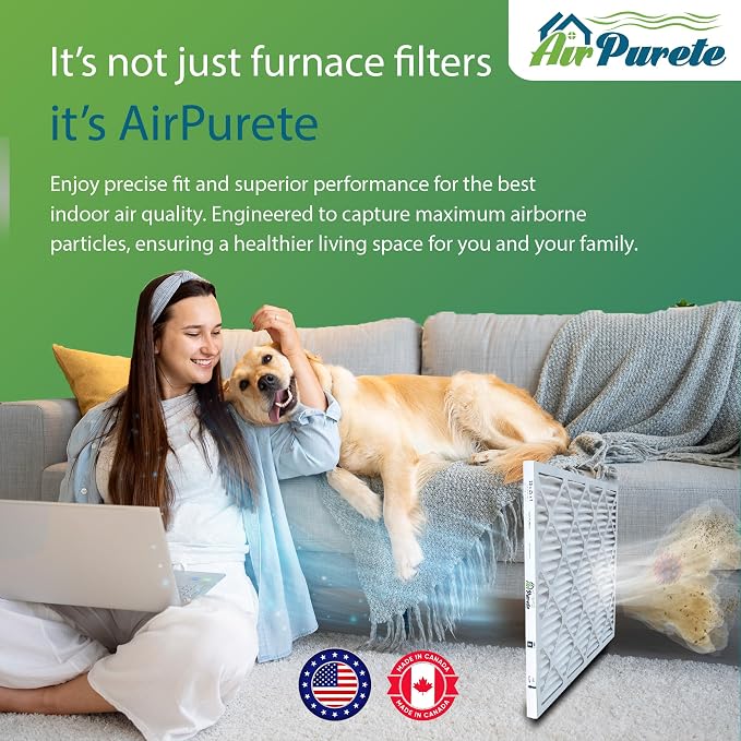 AirPurete 20x25x1 HVAC Furnace Air Filters | Actual Size: 19-1/2" x 24-1/2" x
