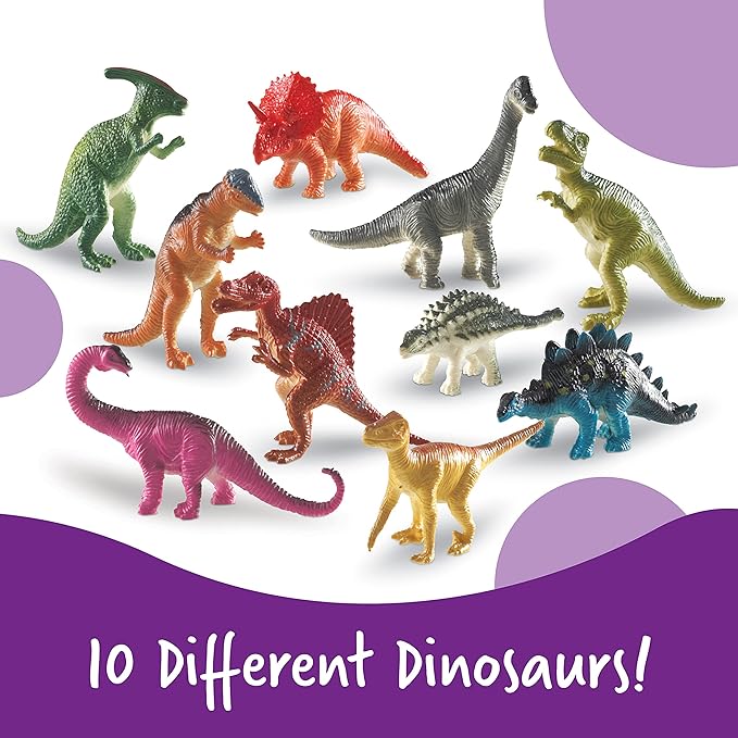 Learning Resources Dinosaur Counters - 60 Pieces, Ages 3+, Toddler Montessori Toys, Stacking Shape, Gifts For Boys And Girls, Sorting And Matching Skill Activities