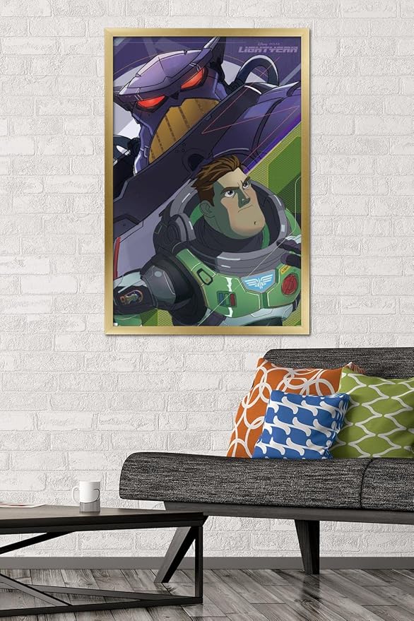 Trends International Disney Pixar Lightyear - Buzz and Zurg Wall Poster, 22.375" x 34", Gold Framed Version