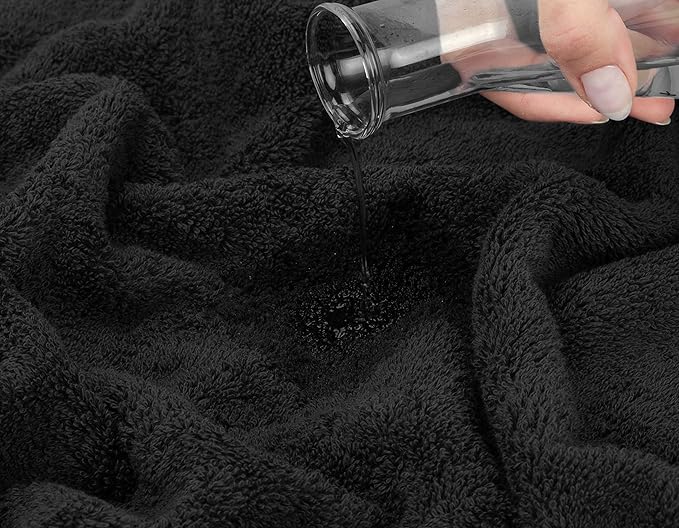 American Soft Linen Premium 3 Piece Towel Set, 1 Bath Towel 1 Hand Towel 1 Washcloth, 600 GSM 100% Cotton Turkish Towels for Bathroom, Black Towel Set