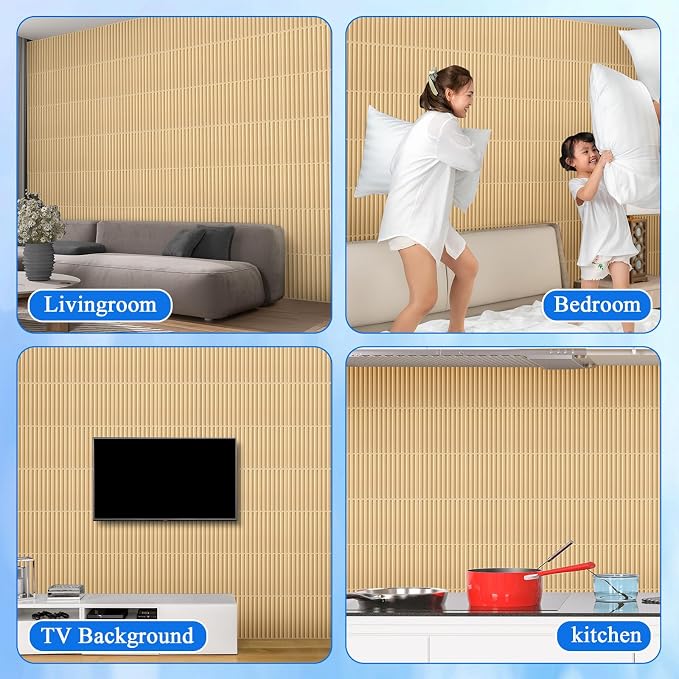 Nuanchu 32 Pcs 3D Slat Wall Panels 12 x 12 Inch PVC Fluted Textured Panel