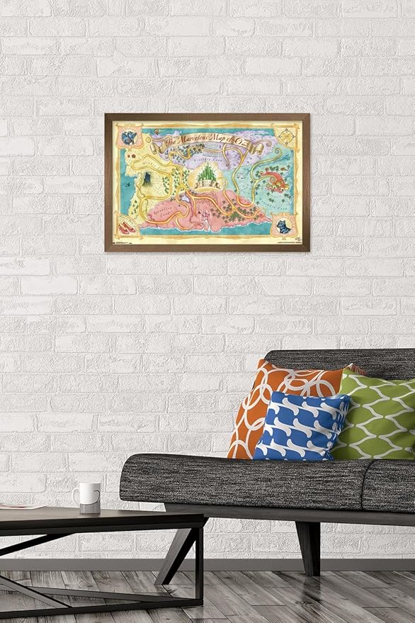 The Wizard Of Oz - Map Wall Poster, 22.4L" x 14.7W", Bronze Framed Version
