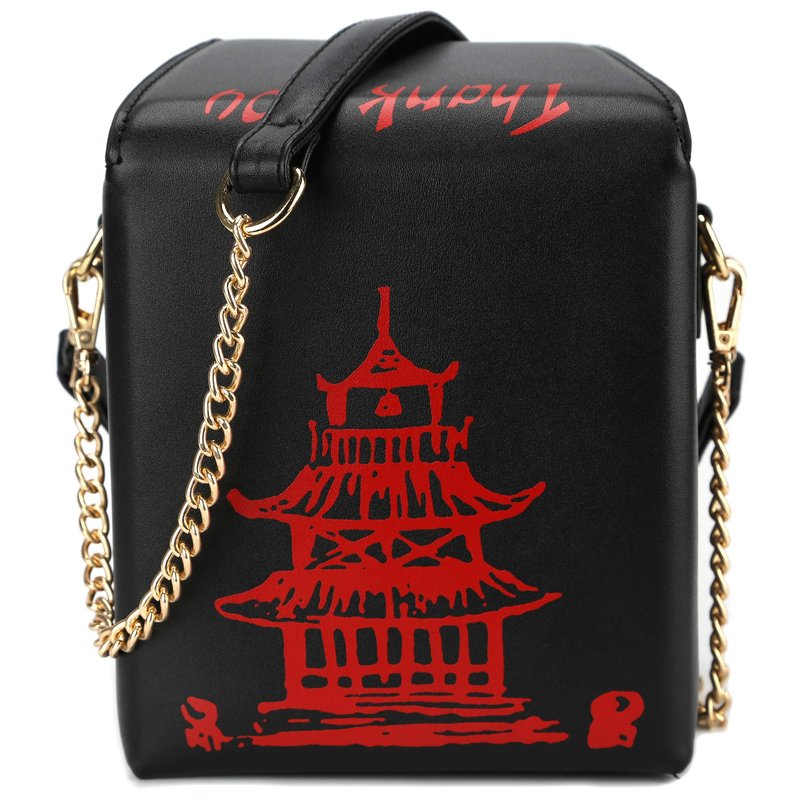 QiMing Tower Print Crossbody Shoulder Bag,Pu Chinese Takeout Box Totes Purse for Women