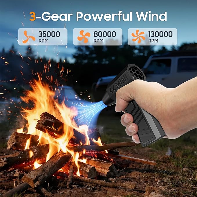 Compressed Air Duster, 130,000RPM Super Power Electric Air Duster, 3-Gear Adjustable Mini Blower, Replacing Compressed Air Cans, Dust Blower for Car, House, Outdoor or Campfires, Valentine's Day Gifts