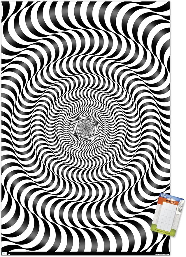 Trends International Zebra Stripe Optical Illusion Wall Poster, 14.725" x 22.375", Premium Poster & Mount Bundle