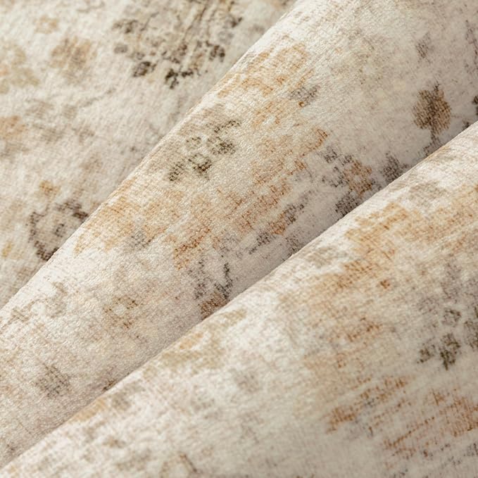 Beige 8x10 Area Rug Non Slip Large Vintage Living Room Distressed Machine Washable Retro Carpet Indoor Bedroom Traditional Floral Accent Throw Rug for Office Kitchen Dorm Dining Room