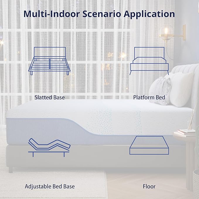 EGOHOME 14 Inch Cal King Mattress, Gel Memory Foam with Charcoal, Fiberglass Free, CertiPUR-US Certified, Temperature-Regulating, Machine Washable Cover, 84" x 72" x 14", Medium