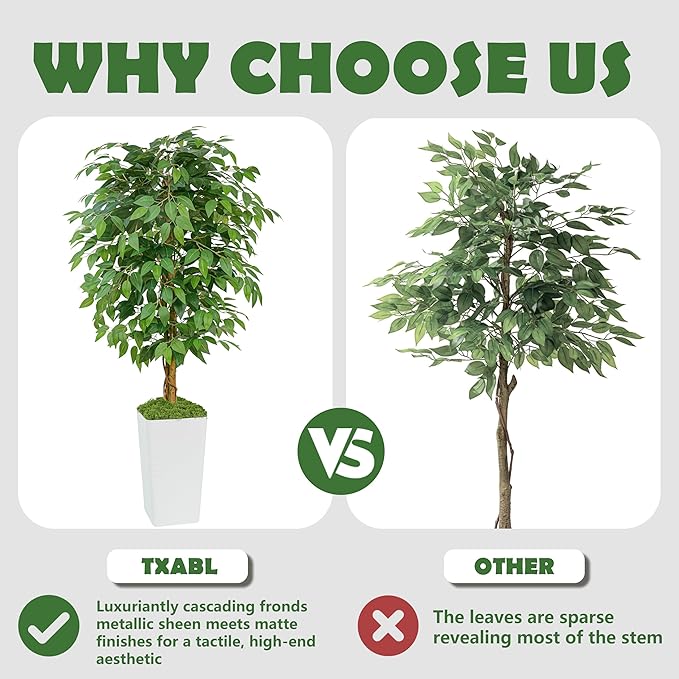 Artificial Ficus Tree 5FT Faux Floor Tree with Planter UV Resistant Potted Fake Silk Plant - Faux Trees Indoor Outdoor Lifelike Fake Ficus Tree for Home, Living Room Bedroom Topiary Tree