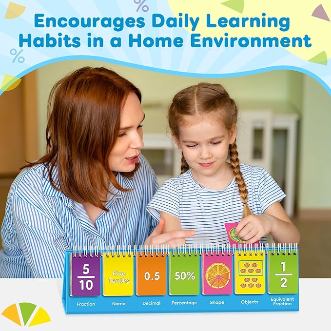 Fraction Manipulatives Elementary School Fraction Circles Decimal Percentage Flip Chart, Math Manipulatives 1st 2nd 3rd 4th 5th Grade Classroom Must Haves Math Games Kids Homeschool Supplies