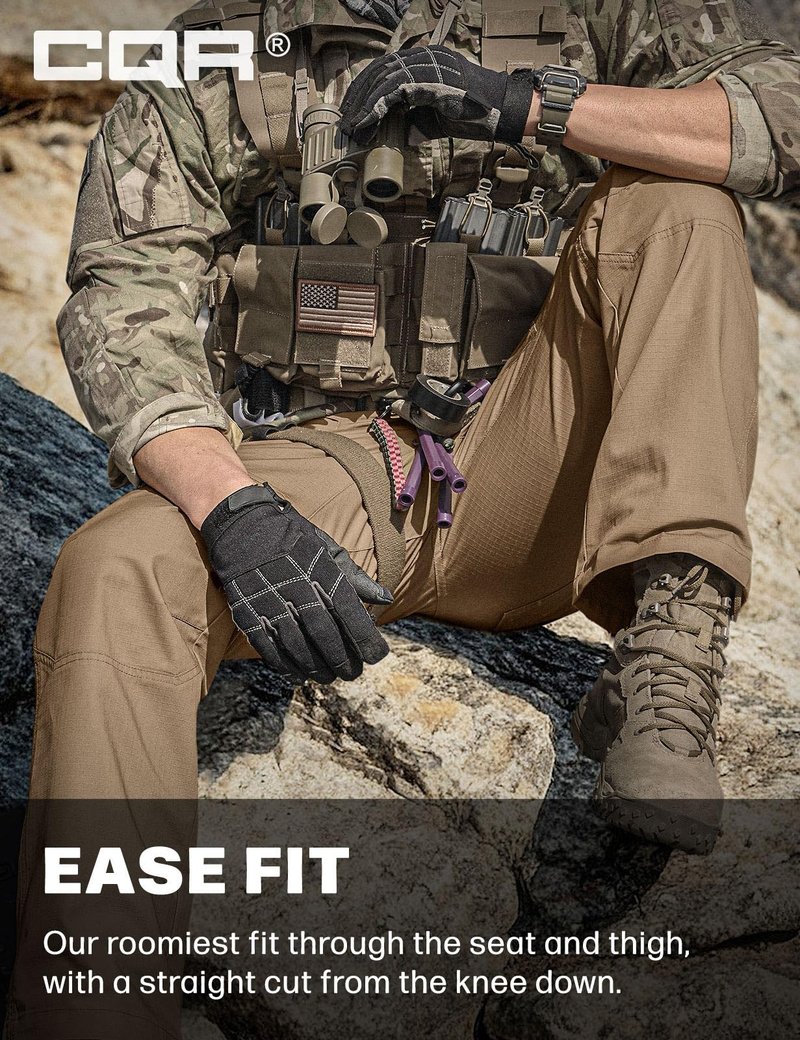 CQR Men's Tactical Pants, Water Resistant Ripstop Cargo Pants, Lightweight EDC Work Hiking Pants, Outdoor Apparel, Raider Cougar, 32W x 30L