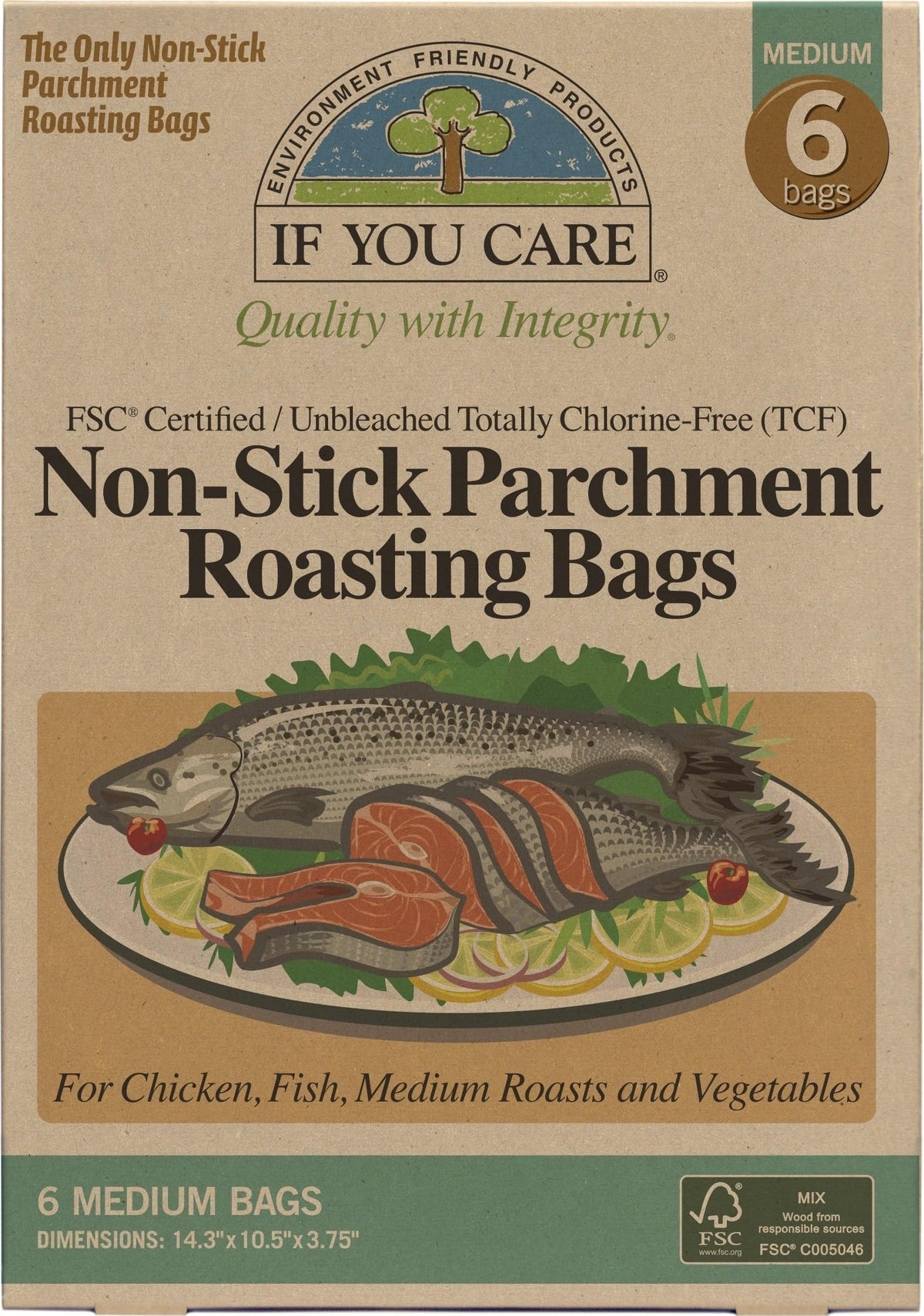 If You Care, Parchment Roasting Bags Medium, 6 Count