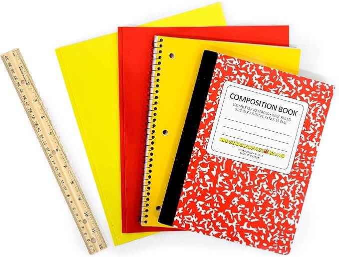 School Supply Boxes | K-5 Bundle (1 Box) | Back to School Essentials Kit for Students & Teachers | Includes Wide-Ruled Paper Products, Crayons, Markers, Colored Pencils, & More